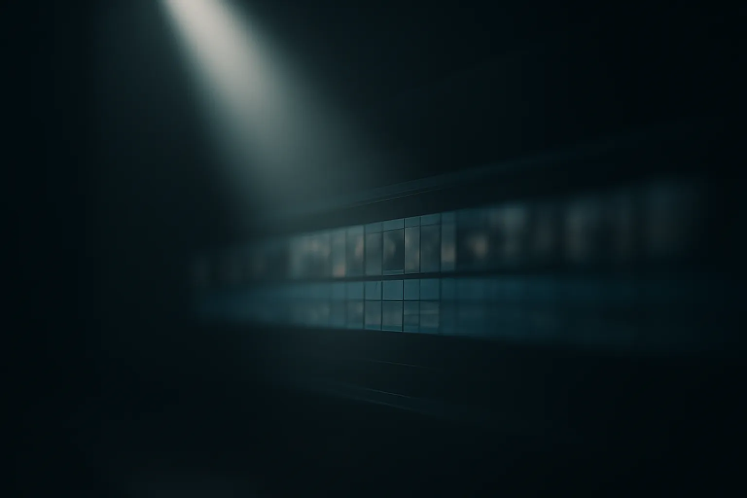 editor timeline with blurred frames and a guiding spotlight beam abstract minimal