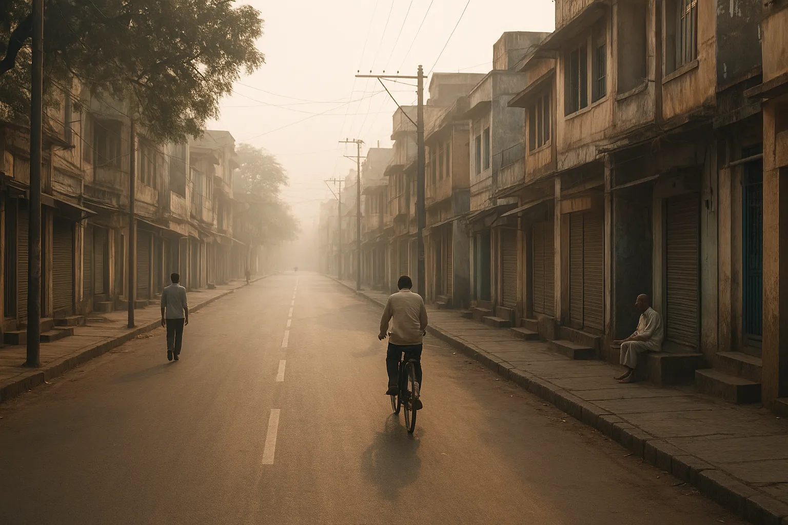 quiet street in india early morning calm everyday life