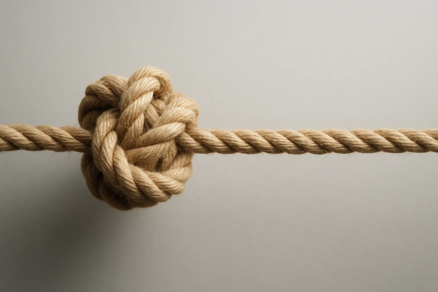 tight knot of ropes pulling against a single rope conceptual photography